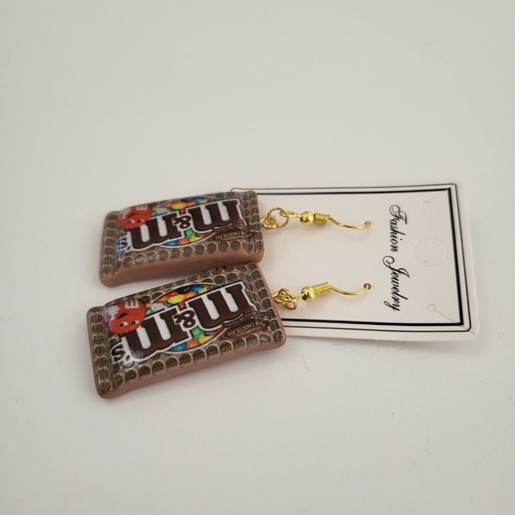Fashion Jewelry M&M's Chocolate Candy Dangle Drop Earrings - Picture 7 of 9